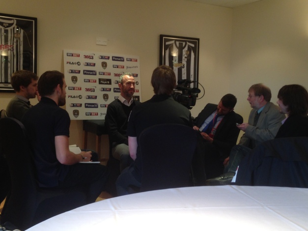 Derry speaks to the press. [Credit: Notts County Press Office]